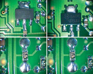Figure 7. Wave soldering examples – on left with lead; on right lead-free